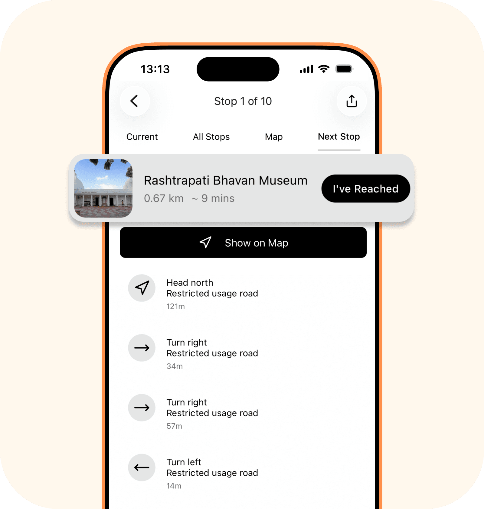 Directions screen